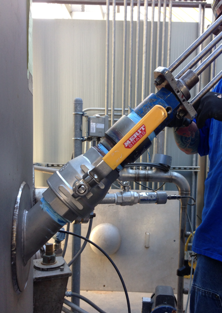 Arizona Tap Master, Inc. - 45 degree Hot Tap on 36' 316 S/S Tank