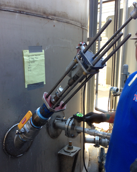 Arizona Tap Master, Inc. - 45 degree Hot Tap on 36' 316 S/S Tank