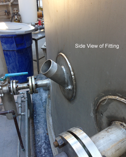 Arizona Tap Master, Inc. - 45 degree Hot Tap on 36' 316 S/S Tank