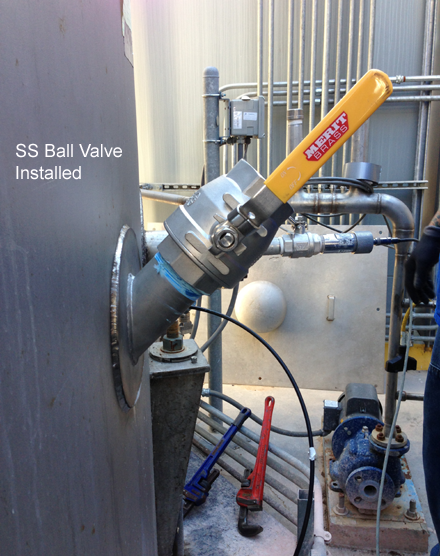 Arizona Tap Master, Inc. - 45 degree Hot Tap on 36' 316 S/S Tank